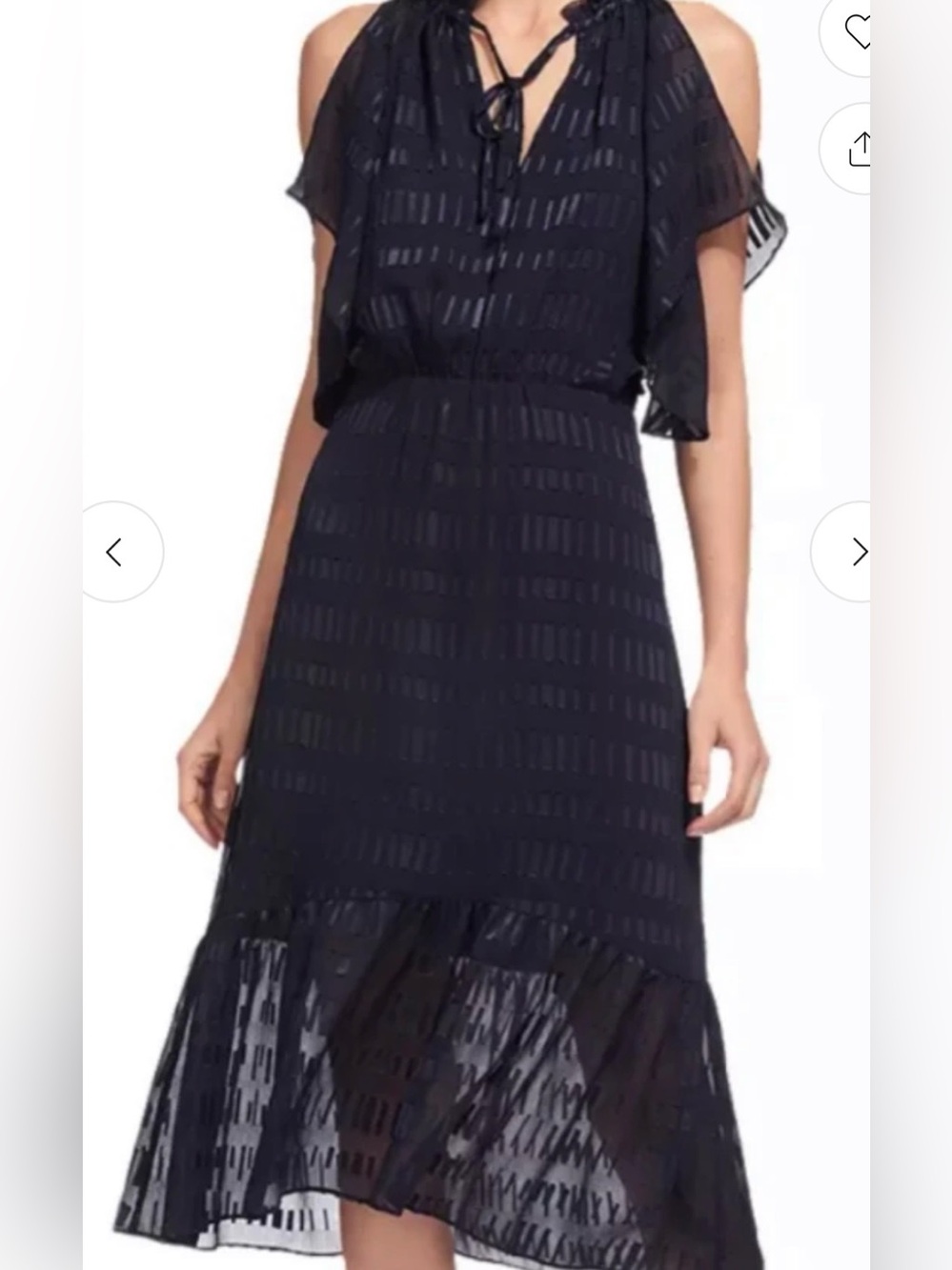 Whistles Tina Dobby Dress with Ruffle Hem in Dark Navy